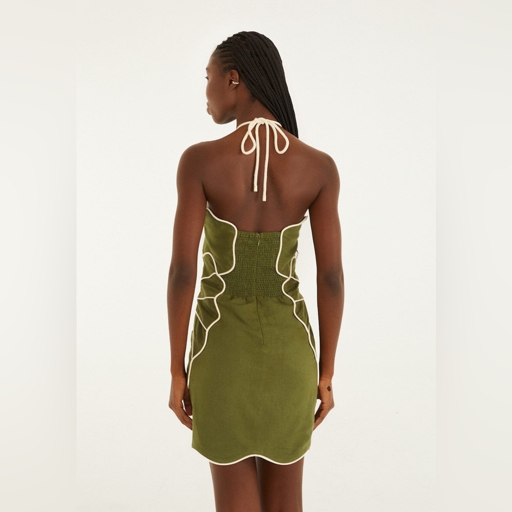 Farm Rio Green Wavy Trim Halter Neck Mini Dress - Picture 5 of 9